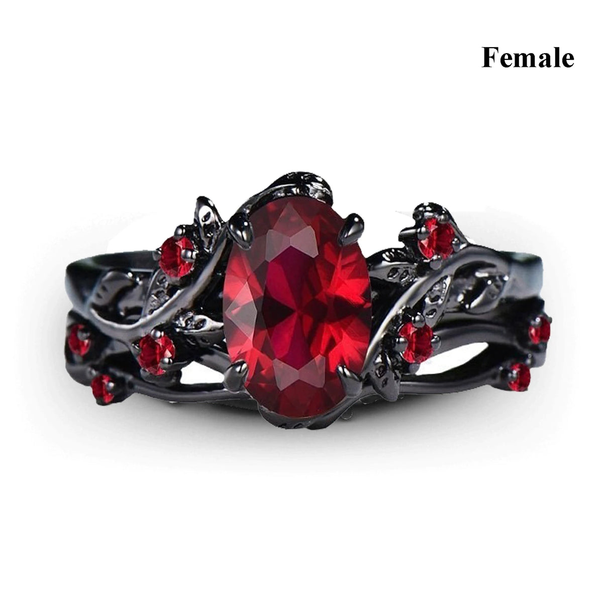 Charm Couple Rings Romantic Women Red Rhinestones Rings Set Trendy Men Stainless Steel Celtic Dragon Rings Wedding Band Jewel