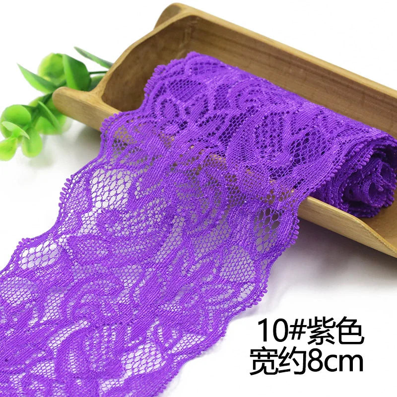 Lace Trim 1 Meter, Elastic Ribbon for Sewing, Wide Lace Trim, DIY Crafts, Scrapbooking Supplies, Crochet Pattern Ribbon in Co