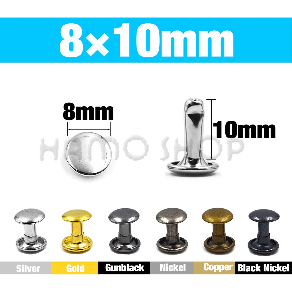 100Sets 5-15mm Metal Double Cap Rivets Stud Round Nail Rivet For Leathercraft Accessories Repair Shoes Bag Belt Clothing Garm
