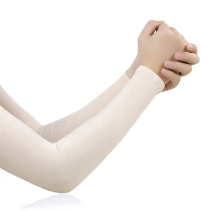 1 Pair Summer Long Ice Silk Arm Sleeves Sun UV Protection Hand Protector Cover Sunscreen Outdoor Elastic Half Finger Gloves S