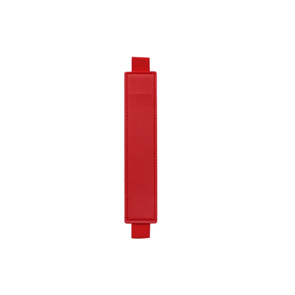 1pc PU Leather Elastic Notebook Band Holders Adjustable Pen Sleeve Pencil Pouch Holder Strap for Notebook Binder - Red