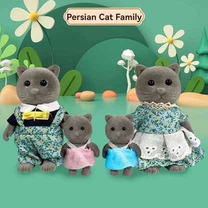 Forest Animal Family 1_12 Dollhouse Accessories Mini_yythk - Persian cat family