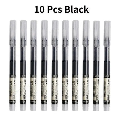 10pcs Gel Pens 0.5mm Needle Type Gel Ink Pens Straight Liquid Ballpoint Pen Colors Stationery School Office Writing Stationer