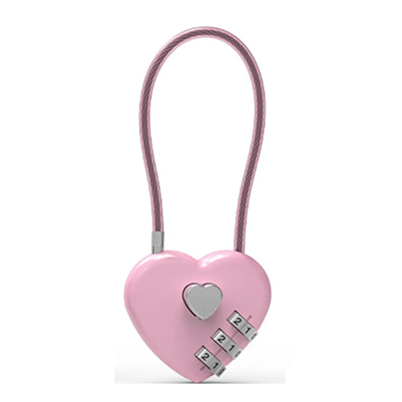 Love Lock Wedding Lock Heart Love Combination Lock School Bag Backpack Trolley Box Concentric Lock Color Zinc Alloy - Pink