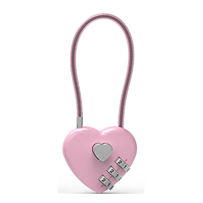 Love Lock Wedding Lock Heart Love Combination Lock School Bag Backpack Trolley Box Concentric Lock Color Zinc Alloy - Pink