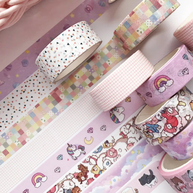 15mm x 5m Washi Tape Japanese Stationery Kawaii Pink Masking Tape Cute Scrapbooking Girl Gift Decoration School Office Suppli