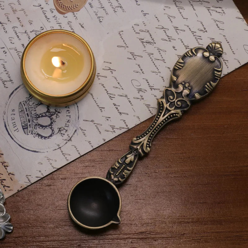 Bronze Spoon Vintage Craft Supplies Fire Paint Heating Decorative Tool Furnace Seal Wax Particle DIY Manual Scrapbooking SB00