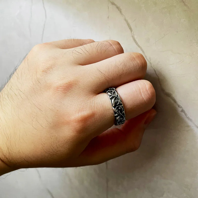 Retro Eternal Vine Ring Silver Color Punk Gothic Vintage Open Ring For Men Women Handmade Designer Jewelry Unisex Accessories