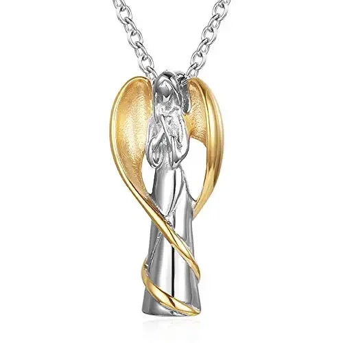Cremation Urn Necklace for Ashes Angel Wing Keepsake Locket Stainless Steel Cremation Jewelry Waterproof Memorial Pendant Gif