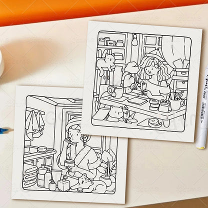 COZY SEASON Coloring Book for Adults Featuring Cartoon Bold-easy Patterns for Relaxation Kids DIY Painting Drawing Books
