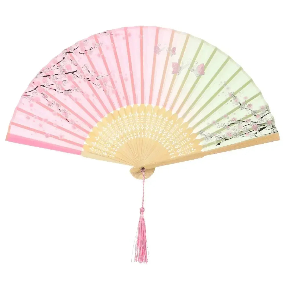 Retro Flower Pattern Home Decoration Elegent Bamboo Folding Fan Chinese Style Painting Handheld Fan Dance Performance Props -