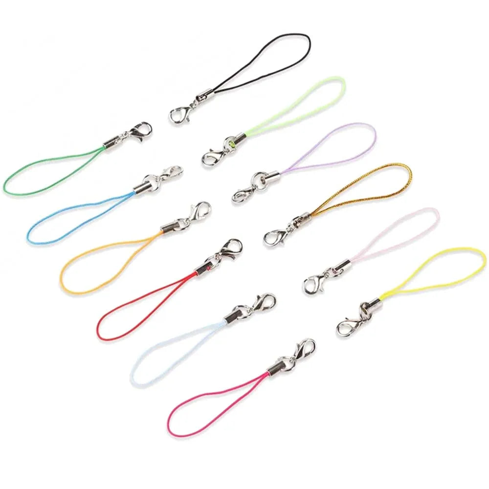 50pcs Mix Color Lobster Clasp Cords Strap Charms Lanyard String Wrist for Cell Phone Flash Drives Keychain DIY Jewelry Access