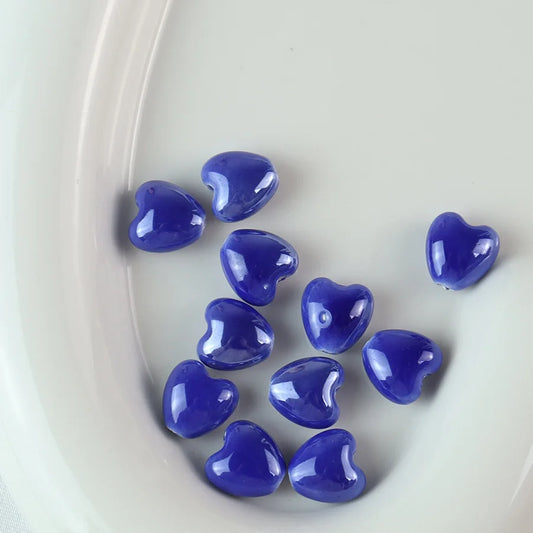 10pcs 12mm Heart Shape Shiny Glossy Ceramic Beads Porcelain Loose Spacer Beads for Jewelry Making DIY Bracelet Necklace Craft