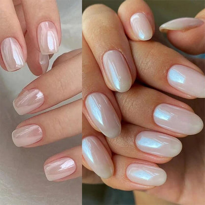 Moonlight Pearl White Nails Glitter Dust Chrome Aurora White Rubbing on Powder Shell Mirror Pigment Nail Art Supplies Decorat