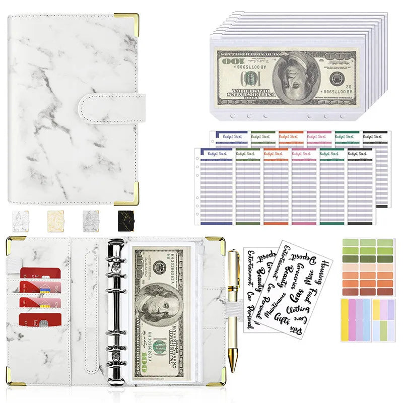 New Budget Plan Notebook A6 Cash Envelope Saving Money 6 Holes Binder for Financial Management A6 Loose-leaf Notebook Binder 