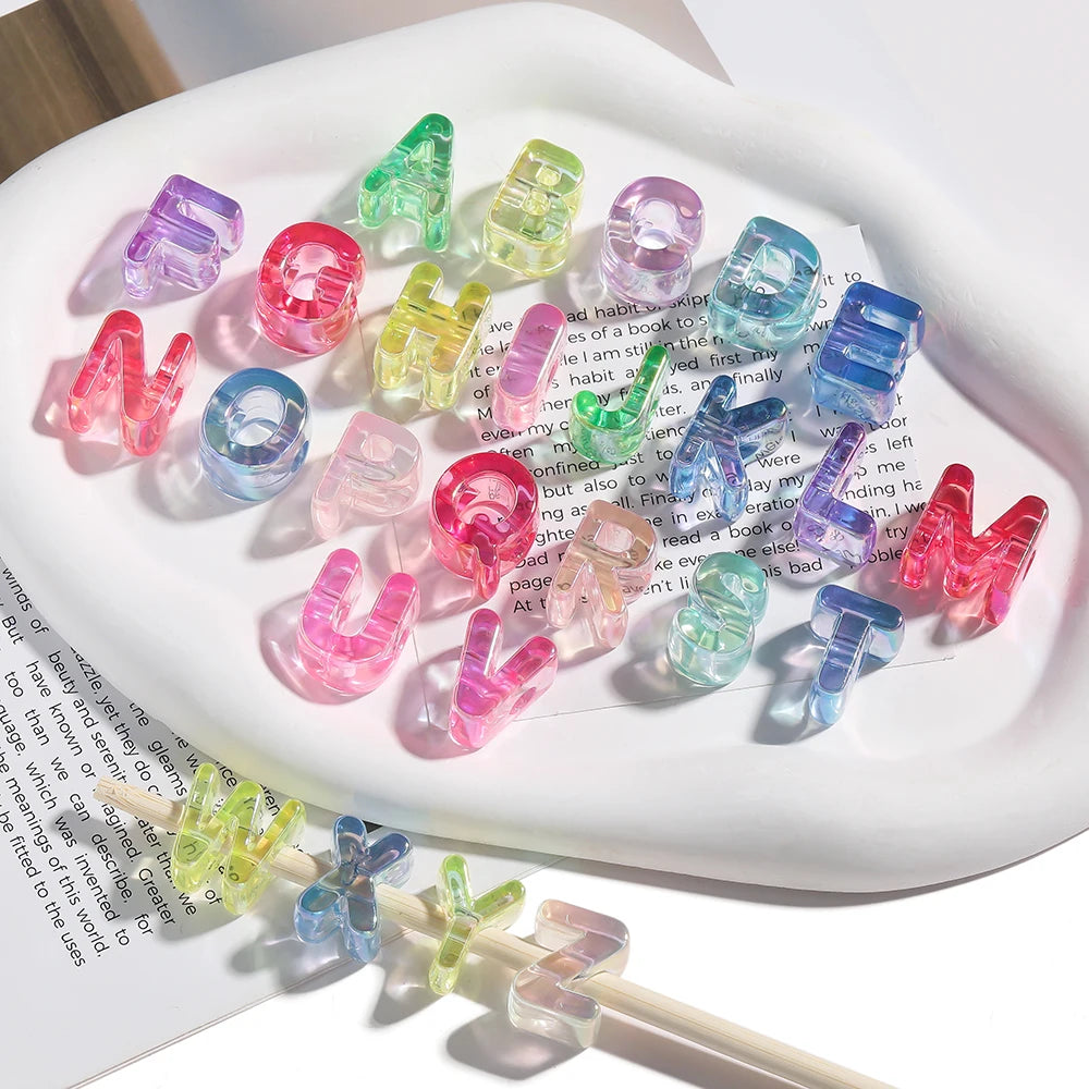 5pcs/lot Multicolour Random Letter Beads Acrylic Transparent Alphabet Bead For Jewelry Making DIY Necklace Keychain Accessori