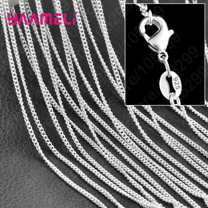 10PCS Pure 925 Sterling Silver Charm Link Chain Necklace Jewelry with Strong Smooth Lobster Clasps 16-30 Inches