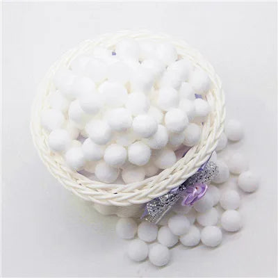 White Pompom 8mm 10mm 15mm 20mm 30mm 40mm Pom Poms Ponpon Crafts Supplies DIY for Kids Garment Sewing Home Wedding Decoration