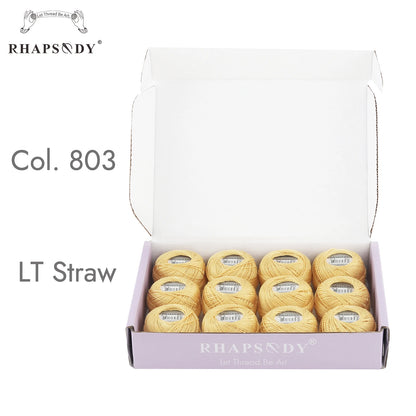 Rhapsody Size #8 Pearl Cotton Crochet Thread Embroidery Craft Needle Cross Stitch Egyptian Cotton Mercerized 12 Balls Set - 8