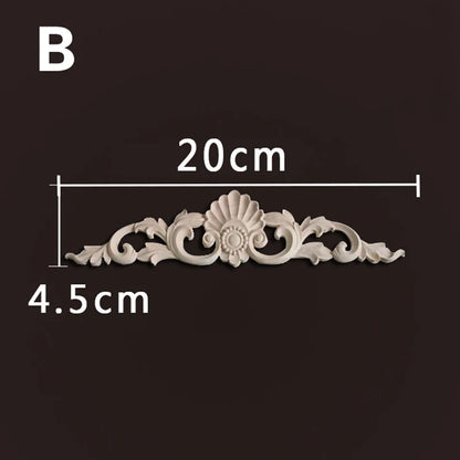 Wood Appliques and Onlays Natural Furniture Wall Door Woodcarving Decorative Long Flower Wooden Figurines Crafts Corner Frame