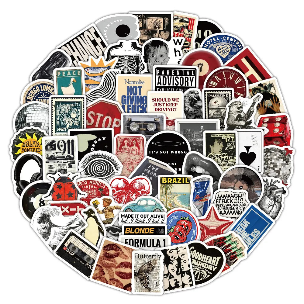 103 Sheets American Vintage Stickers, Retro Aesthetic Decorative Decals for Phone Case Laptop Journal Papery Pop Store
