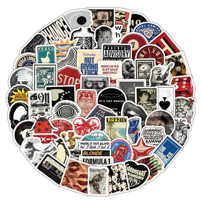 103 Sheets American Vintage Stickers, Retro Aesthetic Decorative Decals for Phone Case Laptop Journal Papery Pop Store