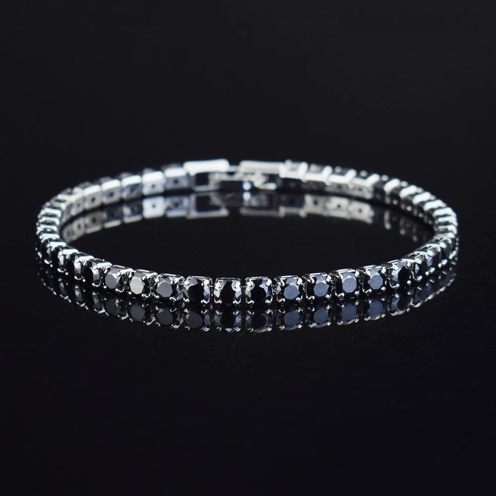 4mm Micro-inlaid Zircon Tennis Bracelet for Women 2025 New Men Bracelet Homme Jewelry Accessories - Black / 17cm