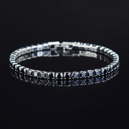 4mm Micro-inlaid Zircon Tennis Bracelet for Women 2025 New Men Bracelet Homme Jewelry Accessories - Black / 17cm