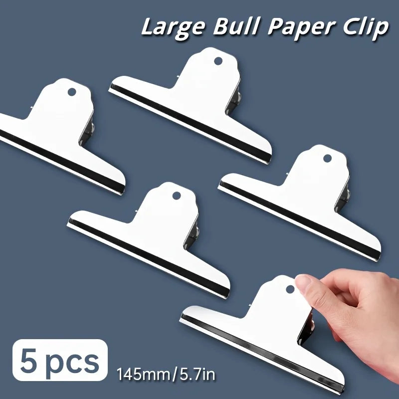 1pc/3pcs/5pcs Large Bull Paper Clips 14.5cm/5.7in,School Supplies for Bulletin Board,Artworks,Food Bag,Photos,Metal Chip - 5p