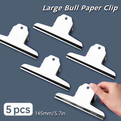 1pc/3pcs/5pcs Large Bull Paper Clips 14.5cm/5.7in,School Supplies for Bulletin Board,Artworks,Food Bag,Photos,Metal Chip - 5p
