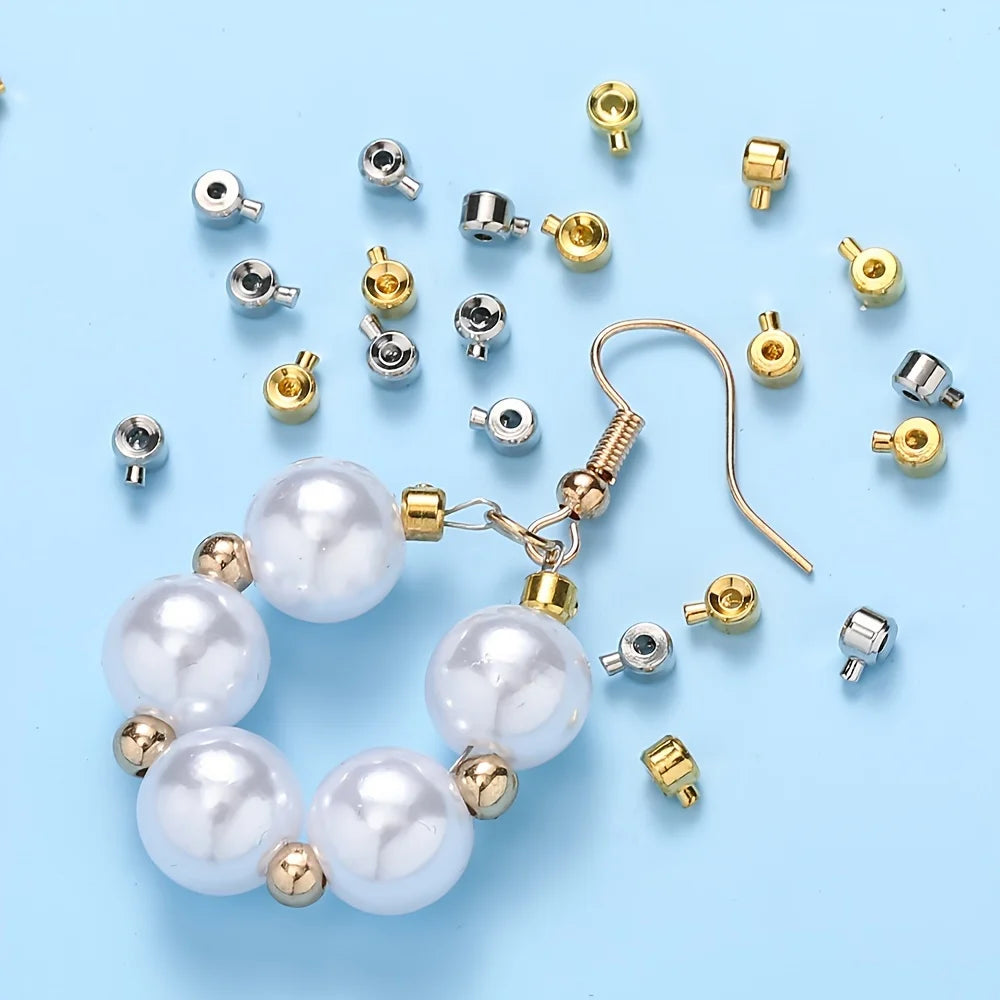 20pcs 3x4mm Coppers Positioning Buckles Clasps W/Bead Caps - DIY Necklace & Bracelet Connectors, Jewelry Closure Accessories