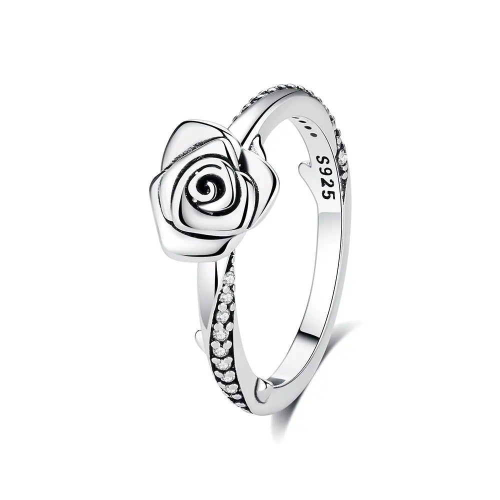 Original 925 Sterling Silver Ring Love Heart Pave CZ Crystal Stackable Rings For Women Wedding Engagement Birthday Gift Jewel