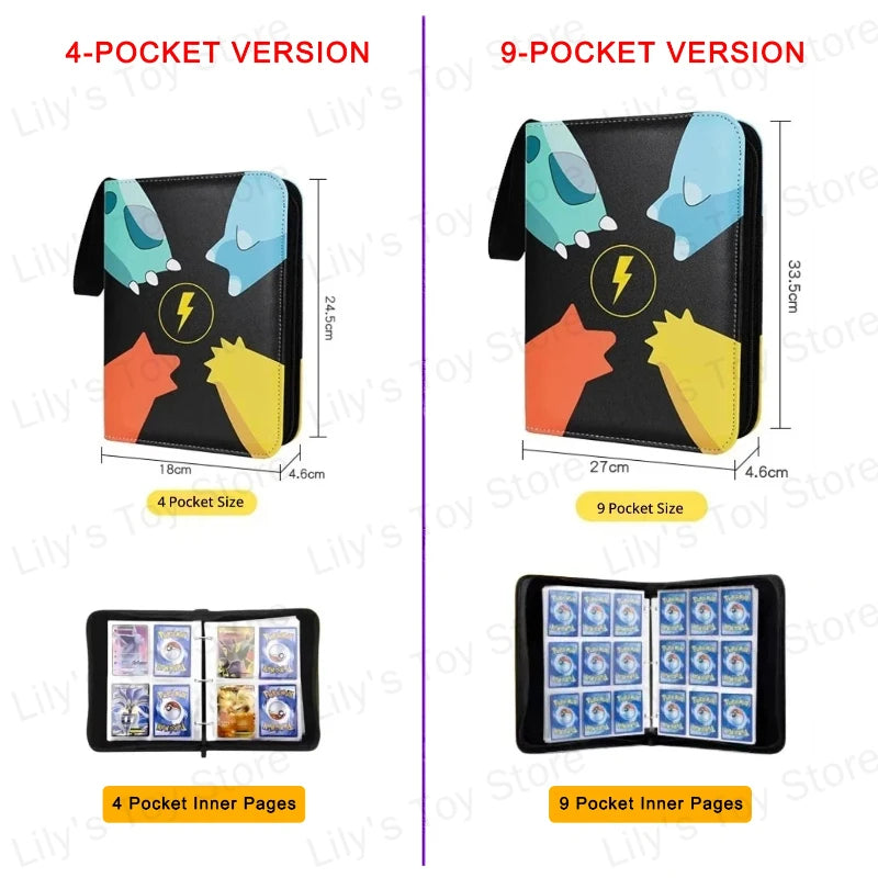 Pokemon Binders 9 Pocket 900 Cards Zipper Toploader Mimikyu Loose Leaf Collectible Card Album Storage Organizer Custom Fans G