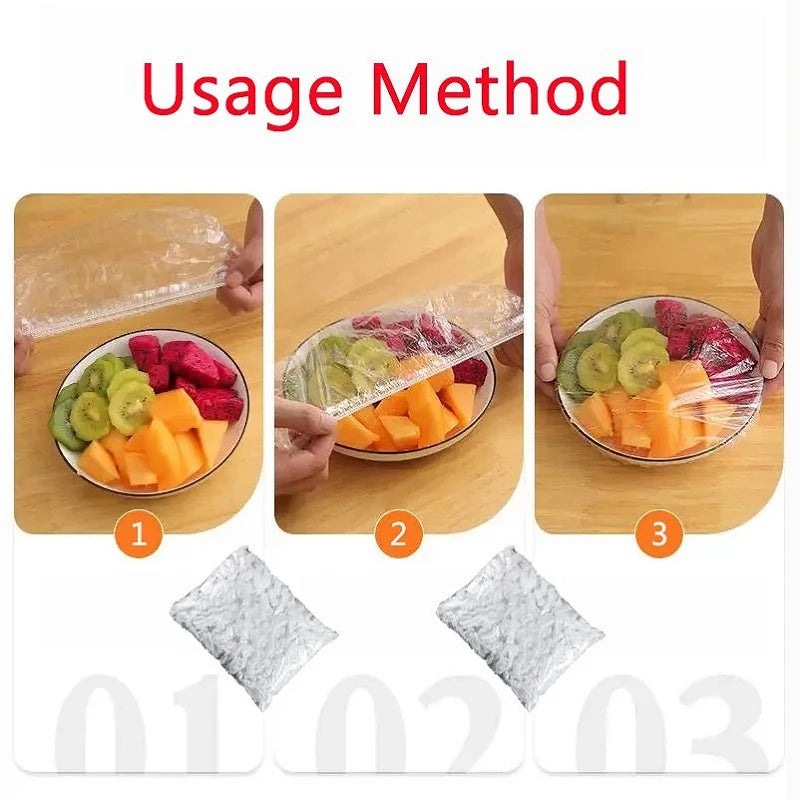 50 Pieces Disposable Food Cover Plastic Wrap Food Grade Fruit And Vegetable Plastic Bags Elastic Plastic Bags Kitchen Organiz