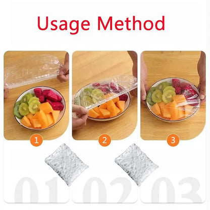 50 Pieces Disposable Food Cover Plastic Wrap Food Grade Fruit And Vegetable Plastic Bags Elastic Plastic Bags Kitchen Organiz