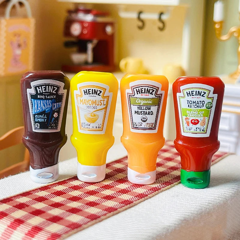 4Pcs Dollhouse Miniature Strawberry Sauce Jam Jar Kitchen Food Accessories For Dolls House Decorations Kids Toys Gift - 4Pcs