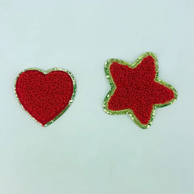 Red Letters Sticker Patch Alphabet Towel Embroidered Chenille Patches for Clothing Bags Jacket Stick on Accessories Applique