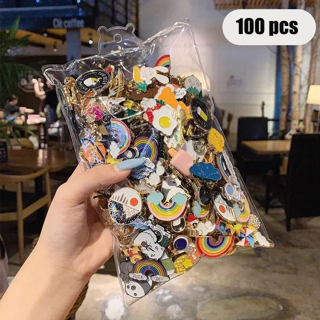 10-100Pcs Enamel Badges Pins Brooches Cute Cartoon Brooches for Child and Women Small Metal Jewelry with Many Different Shape