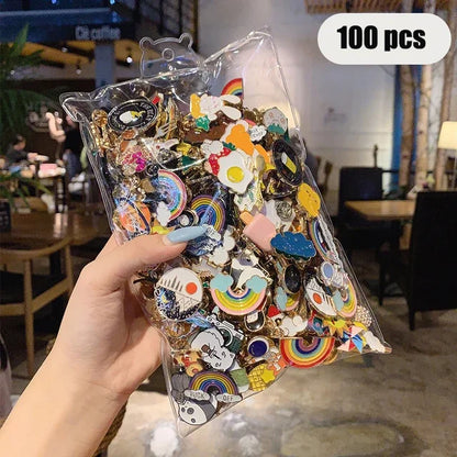 10-100Pcs Enamel Badges Pins Brooches Cute Cartoon Brooches for Child and Women Small Metal Jewelry with Many Different Shape