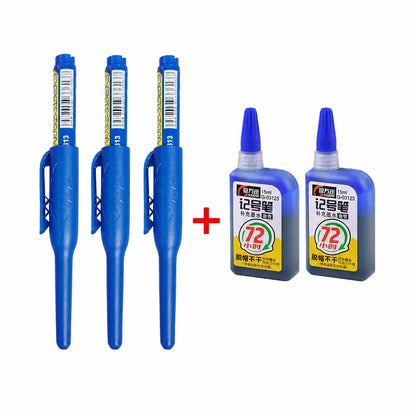 1-6Pcs 45mm Waterproof Long Head Nib Deep Hole Markers Pen Tile Carpenter Pen Multi-purpose for Woodworking Black/Blue/Red In