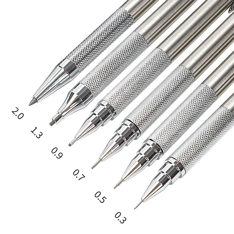 Mechanical Pencil Set 0.3 0.5 0.7 0.9 1.3 2.0mm Full Metal Art Drawing Painting Automatic Pencil with Leads Office School Sup