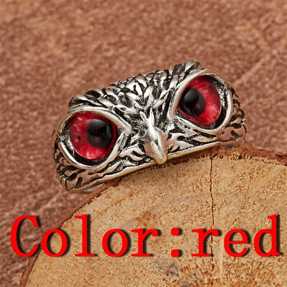 Rare Vintage Owl Carved Tibet Silver Ring for Men Cute Animals Youth Gothic Adjustable Fashion Women Jewelry Accessories Gift