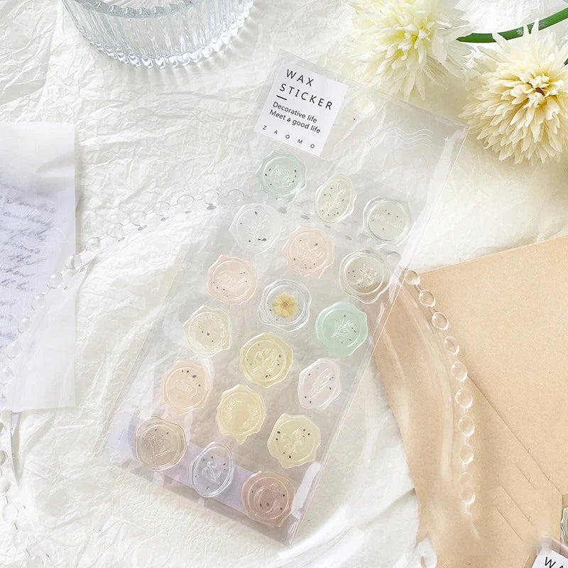 18pcs, Vintage Wax Seal Stamp Stickers, DIY Scrapbooking Journal Planner Decorations Stationery Envelope Sealing Tags - D