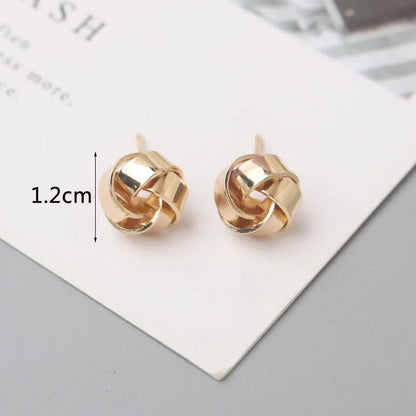 Tiny Metal Stud Earrings for Women Gold Color Twist Round Earrings Small Unusual Earrings Boucles D'Orailles Fashion Jewelry