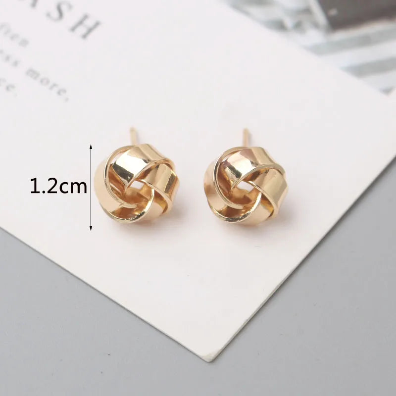 Tiny Metal Stud Earrings for Women Gold Color Twist Round Earrings Small Unusual Earrings Boucles D'Orailles Fashion Jewelry 