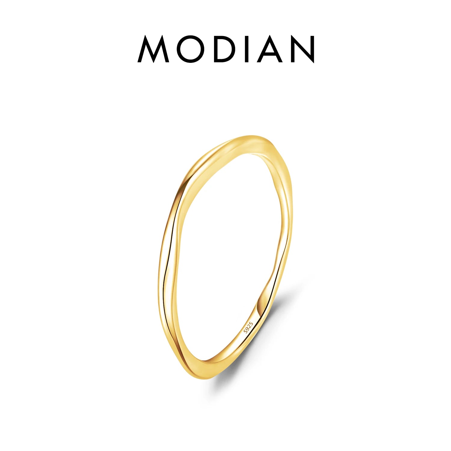 MODIAN 925 Sterling Silver Simple Fashion Stackable Ring Classic Wave Geometric Exquisite Finger Rings For Women Party Jewelr