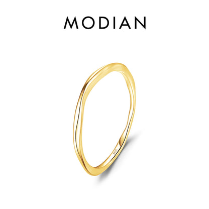 MODIAN 925 Sterling Silver Simple Fashion Stackable Ring Classic Wave Geometric Exquisite Finger Rings For Women Party Jewelr
