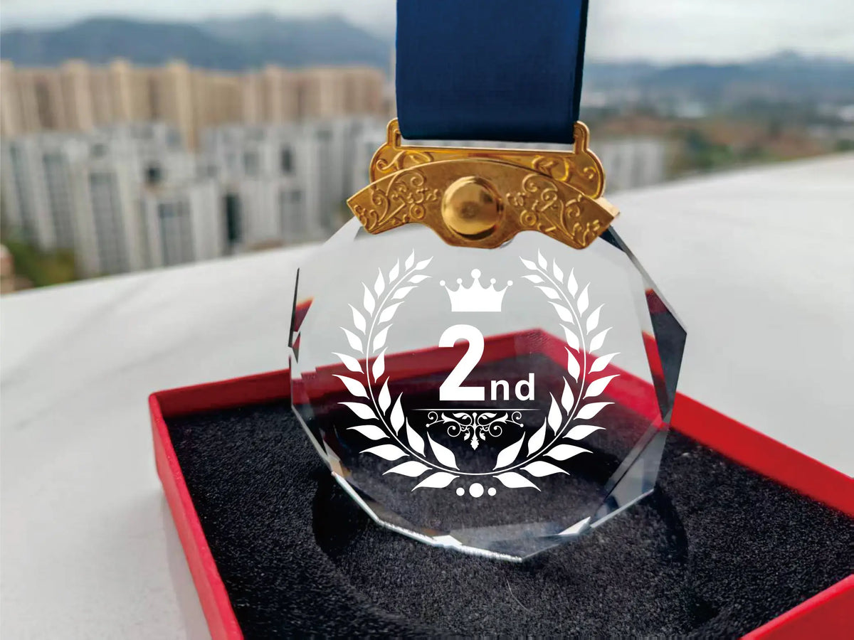 1st 2nd 3rd Place Crystal Trophy - Champion, Runner-Up & Bronze Award Pendants for Sports, Competitions, Ceremonies - 2nd pla