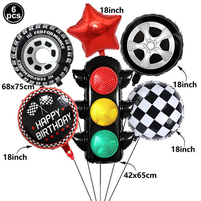 Racing Car Theme 3-Tier Round Cardboard Cupcake Stand Cars Birthday Party Tablecloth Black and White Checkered Decor Supplies
