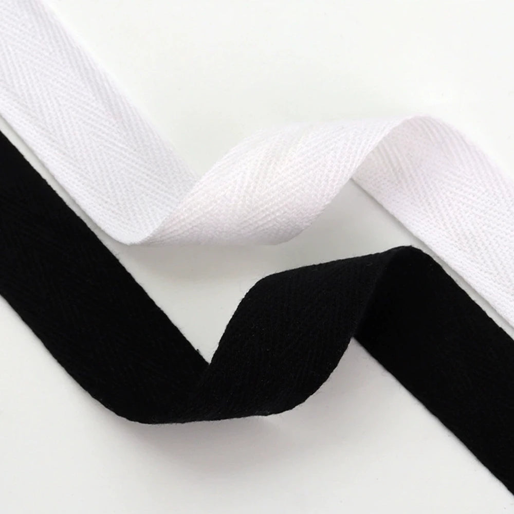 5yards 10/15/20/25/30/40/50mm Cotton Herringbone Webbing Tape Beige/White/Black High Tenacity Twill Binding Ribbon For Garmen